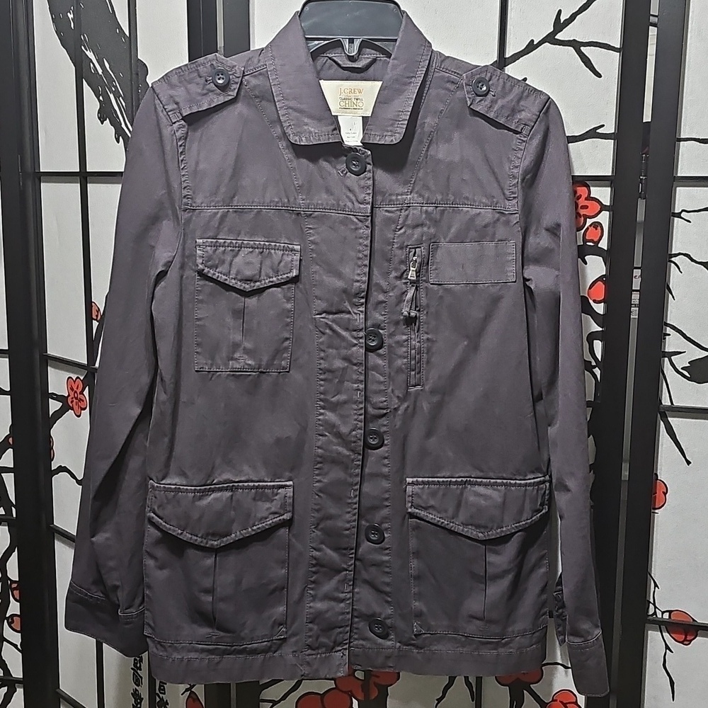 J Crew Gray Utility Classic Twill Jacket Modern Design Size 4